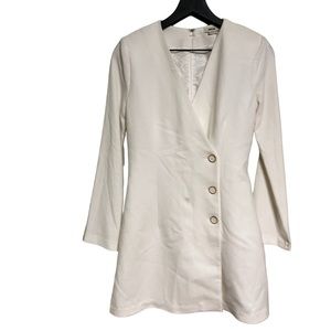 JASON WU BLAZER DRESS WITH GOLD TONE BUTTONS WHITE SIZE XS